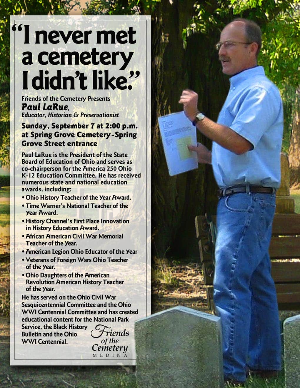 Friends of the Cemetery presents Paul LaRue